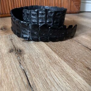 Manetti Black Crocodile Leather Made in Italy Size OS